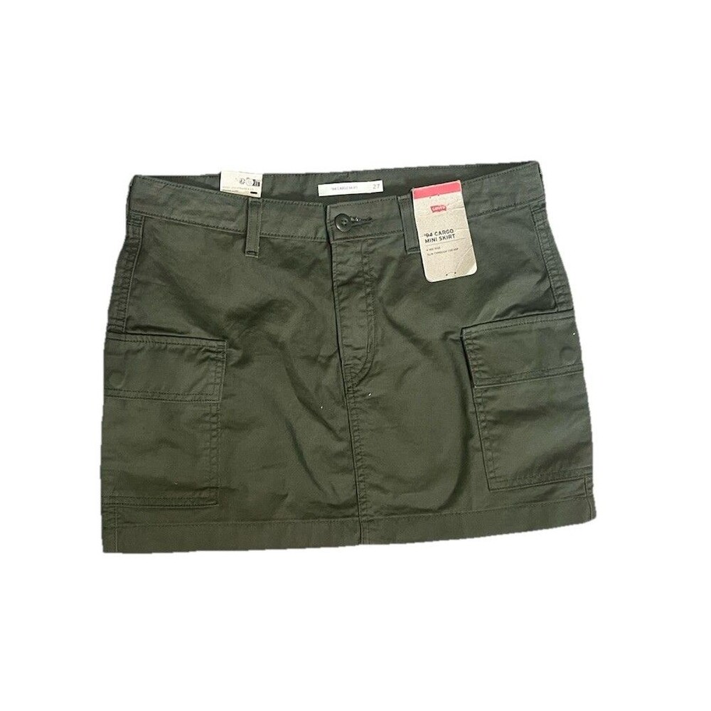 Levi's '94 Cargo Mini Skirt Size 27 100% Cotton Army Green Mid Rise Slim New